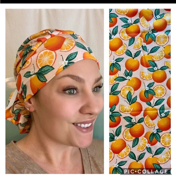 Orange Print Scrub cap - Picture 1 of 4